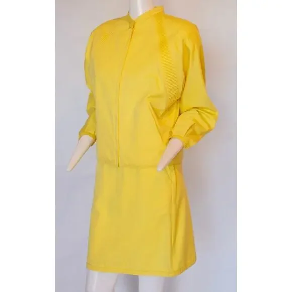Vintage Gianni Versace Canary Yellow 100% Cotton Skirt & Jacket Ensemble